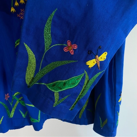 Vtg THE QUACKER FACTORY Colorful Embroidered Floral zip up Top Womens size 1X - Picture 9 of 16